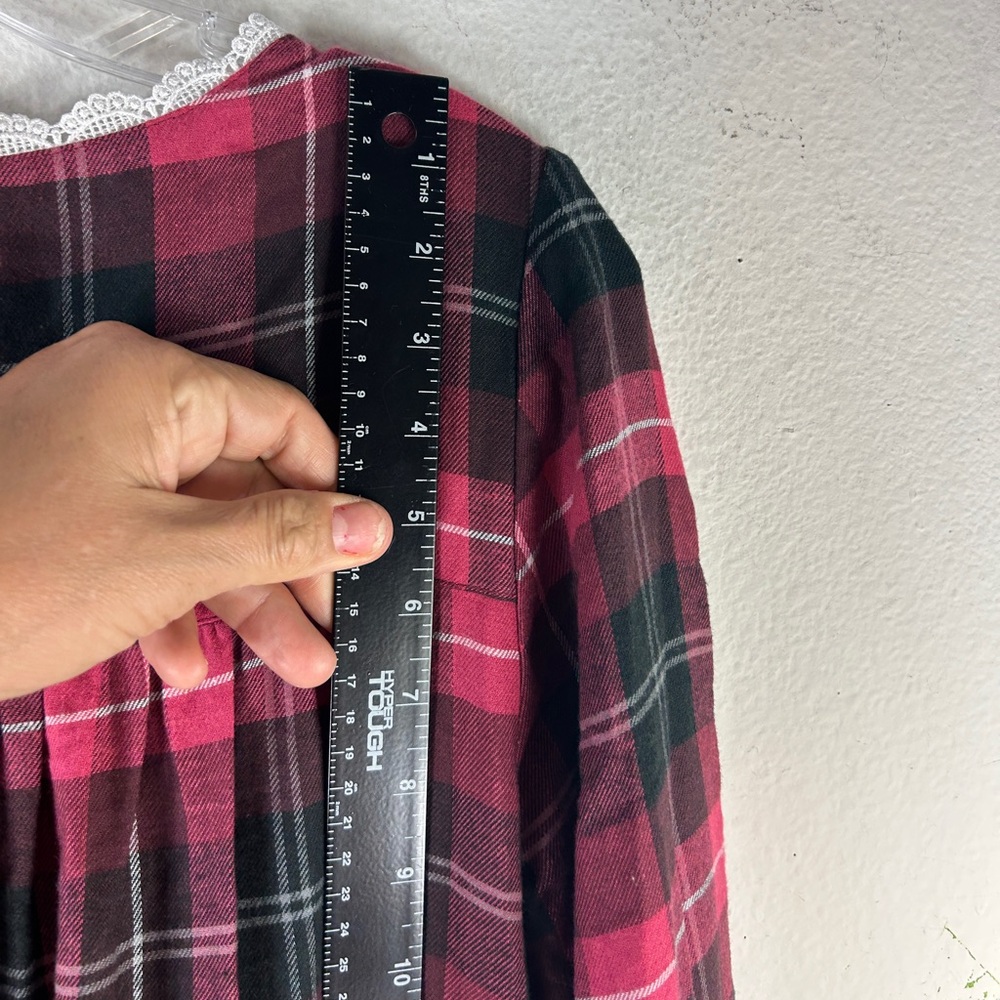 Eileen West womans in full swing nightgown new red pink plaid flannel Pjs dress - Picture 10 of 16